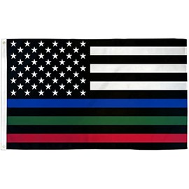 Thin Blue Green Red Flag - 3x5ft Premium Polyester American Flag