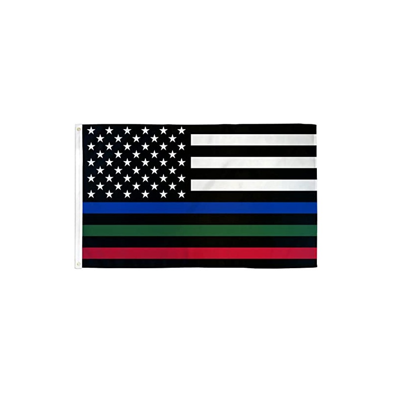Thin Blue Green Red Flag - 3x5ft Premium Polyester American