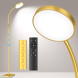 PACOVY Floor Lamp, Adjustable Height Floor Lamps for Living Room Bedroom, 120 LED Super Bright Standing Lamp Remote & Touch Control Dimmable Gooseneck Tall Stand Reading Lamp for Office Craft, Gold
