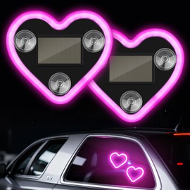 2Pcs Car LED Ambient Light, Solar Powered Heart Shape Lights, 5 Modes