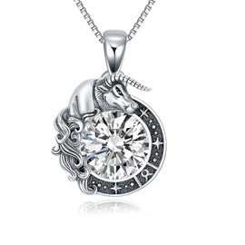 SLIACETE Zodiac Sign Necklace Celestial Constellation Horoscope Astrology Zodiac Pendant Necklace Gift for Women, Sterling Silver, Cubic Zirconia