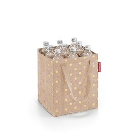 reisenthel Bottle Bag – 9 Compartments, Easy Recycling of Bottles, Carrying Straps, Colour: Metallic Dots Coffee