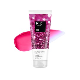 IGK Color Depositing Mask PINK 2000 - Bright Fuschia | Conditioning + Hydrate + Shine | Vegan + Cruelty Free | 6 Oz