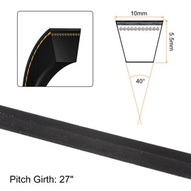 HARFINGTON 2Pcs M-27 Rubber V Belt Drive Transmission Belt 27" Pitch Girth 10mm Width 5.5mm Height JIS Standard Industrial Power Belt for Machinery Mower