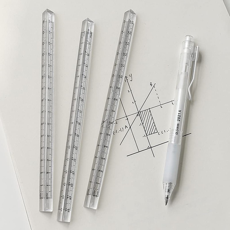 Yisawroy Triangle Ruler Transparent Triangular Prism Ruler Architect Scale Ruler