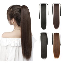 Women's Ponytail Wig, Extension, Long Straight Hair Extension, Natural Point Wig, Heat Resistant, 17.7 inches (45 cm), 21.7 inches (55 cm) (Natural Black, 21.7 inches (55 cm)..