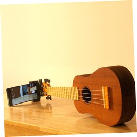 jojofuny 1pc Guitar Phone Holder Clips Guitar Phone Stand Cellphone Holder for Desk Mount Smartphones Rotating Stand Cell Live Broadcast Bracket Black Metal