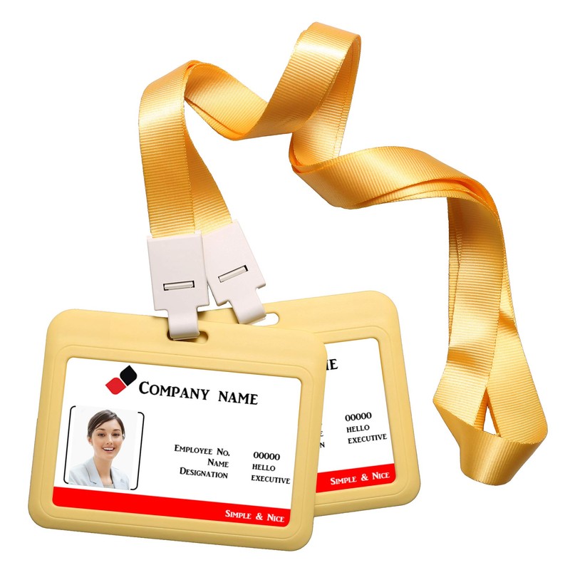 HiCycle2 2 Horizontal ID Badge Holders with Lanyard Name Badge