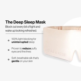 Dore & Rose Deep Sleep Mask Light Blocking, 23 Momme Mulberry Silk Eye Mask, Ultra Soft, Adjustable - Travel Sleeping Mask for Men & Women - Pink