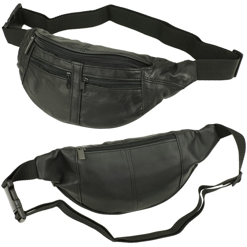 Belt Bag Bum Bag Hip Bag Black Genuine Leather Shoulder