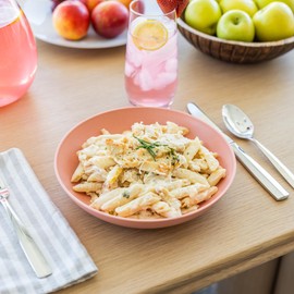 Grow Forward Premium Wheat Straw Pasta Bowls - 42oz Unbreakable Wide & Shallow Dinner Plate Bowls Set of 6 - Microwave Safe Reusable Plastic Pasta Bowls for Kids, Adults, Salad, Camping, RV - Tropical