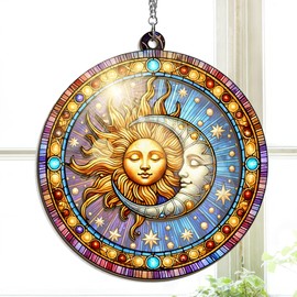 OASSIE Sun and Moon Decor, Spiritual Gifts for Men, Women - Christmas, Birthday Gifts for Mom, Dad, Family, Celestial Boho Home Decor, Sun Moon Hanging Decor - Window Suncatcher Hanging Decorations