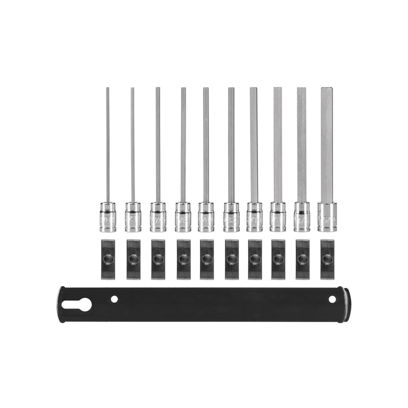 1/4 Inch Drive Long Hex Bit Socket Set with Rail,
