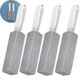Paquete de 4 Cepillos de Piedra Pómez con Mango Extralargo, Limpiador de Inodoro de Piedra Pómez Natural para Quitar la Anilla de la Taza del Inodoro/Baño/Piscina/Cocina/Hogar, Color Gris, Material PP