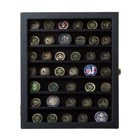 JackCubeDesign Military Challenge Coins & Casino Poker Chip and Medals/Pins/Badges/Ribbons Display Case/ 7 Tiers Black Rack Cabinet/Holder Shadow Box/Acrylic Door/ - :MK375A