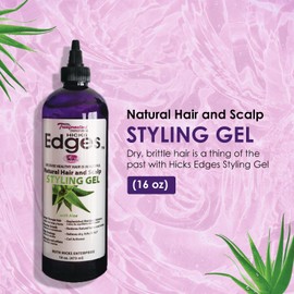 Hicks Edges Curl Activator, Definer Twist, Dry and Release Styling Gel, Nourishing Hair and Scalp, Scalp-Soothing Formula for Vibrant Healthy Hair, Hair Gel for Scalp Health, (16 oz).
