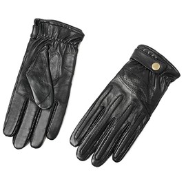 Harssidanzar Motorcycle Gloves for Mens Full Finger Leather Genuine Sheepskin Gloves SM055US,Black,Size XL