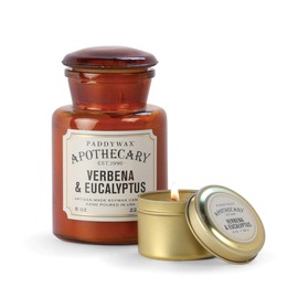 Paddywax Apothecary Collection Soy Wax Blend Candle in Glass Jar, Medium, 8 Ounce, Verbena & Eucalyptus