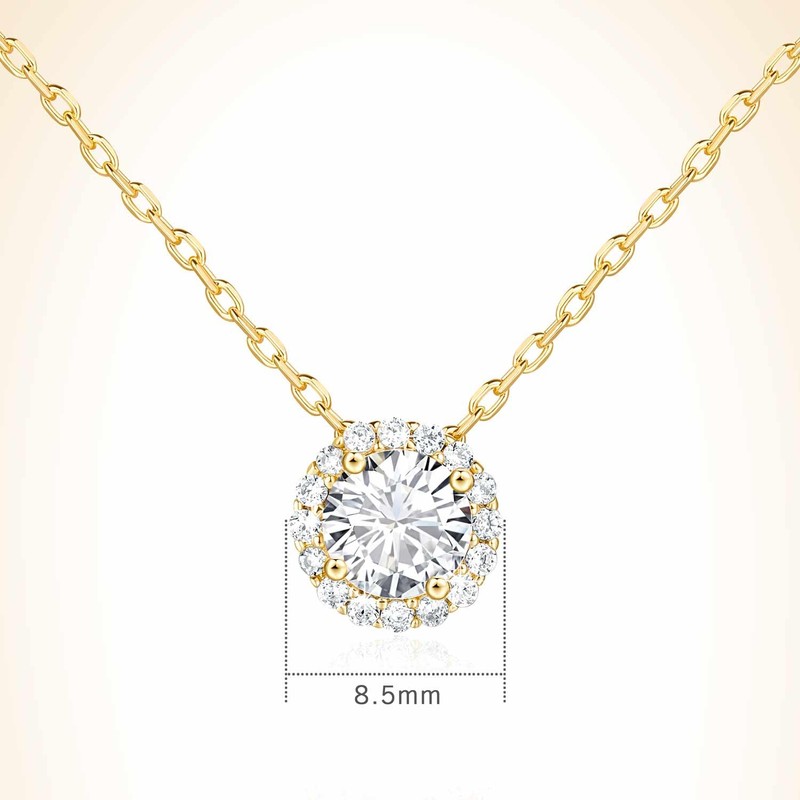 Kelli Myers 14K Gold Necklace for Women Crystal Solitaire 1.5