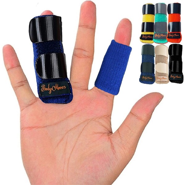 BodyMoves Finger Splint plus sleeve (2 pc set, Aqua Blue)