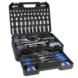 Prostormer Mechanics Tool Set with Drawer Box, 279-Piece SAE and Metric Mechanic Tool Kit with Wrenches & Sockets, General Tool Kit for Car, Motorcycle, Home Repair (Blue)