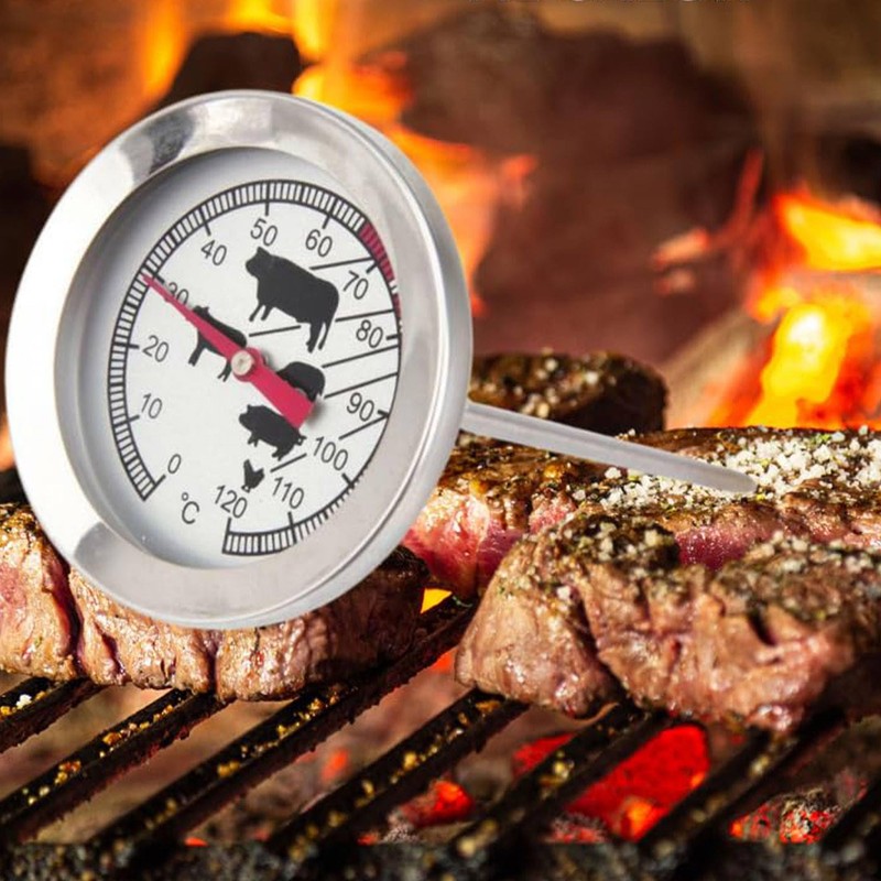Well Home Meat Thermometer for Grill, Stainless Steel, Diameter 5.4