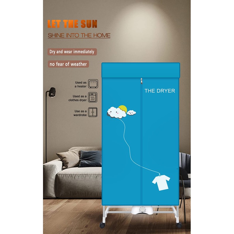 XIAQING Portable Dryer, 110V 1000W Electric Clothes Dryer Machine, Double