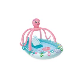 INTEX Friendly Octopus Inflatable Kiddie Pool: Inflatable Kids Pool with Water Sprayer and Slide – Splash Pad – 92" x 72" x 59" – Ages 3+