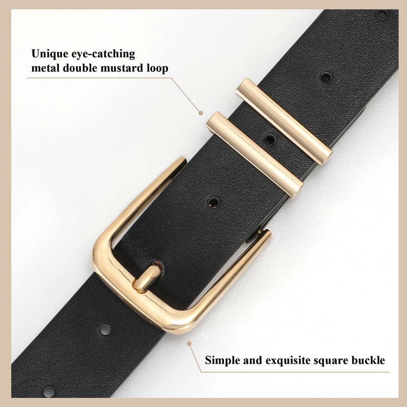 XZQTIVE 2Packs Fashion Women Leather Belts For Jeans Pants Ladies