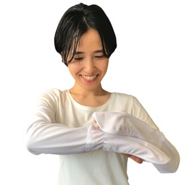 FUNKY Kobo Women's Arm Cover, Cooling Sensation, Sun Protection, UV Protection, Fingers, Back of Hand, UV Care, Cool Touch, white