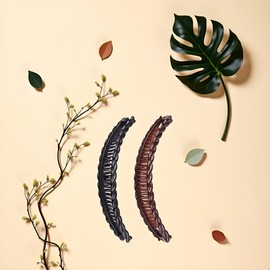 Große Bananenklammern, Fisch-Clips, lange Haarspangen, Kammgriff, Haar-Accessoires für Damen, dünnes, dickes, lockiges Haar (schwarz und braun), 2 Stück