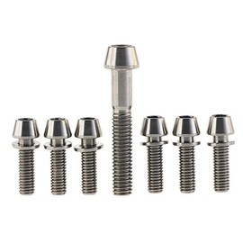 Dingtai 1pcs M6X35mm Titanium Bike Headset Bolt and 6pcs M5 x16 18 20mm Bike Stem Titanium Bolts (Titanium Color, M5x18mm)