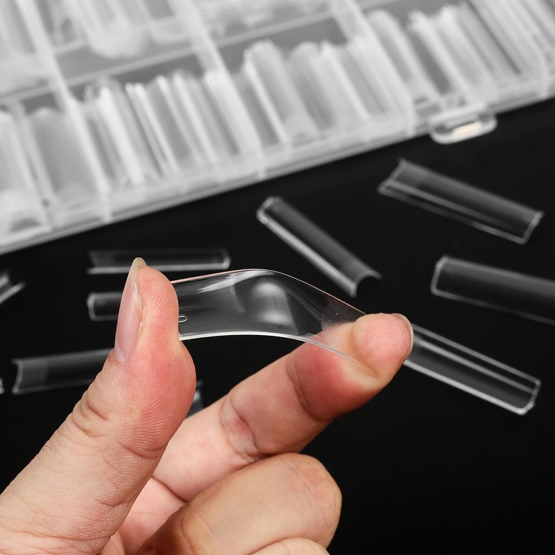 KOXXIAMOQ 240 Pcs Square Nail Tips, Clear Extra Long No
