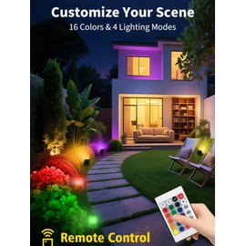 T-SUN Christmas Led Mini Flood Light Outdoor, 10W RGB Color Changing Waterproof Security Lights, with US Plug, Remote Control Spotlight for Garden Backyard Garage Decorative Stage Landscape (5 Pack)