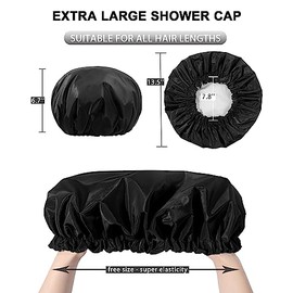 Gorro Ducha Gorros Mujer Reutilizables Impermeables Dos Capas Grandes Adecuados Todo Tipo Cabello Liso Rizado Largo Trenzas Negro