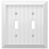 Amerelle 279TTW Cottage Wallplate, 2 Toggle, Composite Wood, White, 1-Pack
