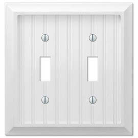 Amerelle 279TTW Cottage Wallplate, 2 Toggle, Composite Wood, White, 1-Pack