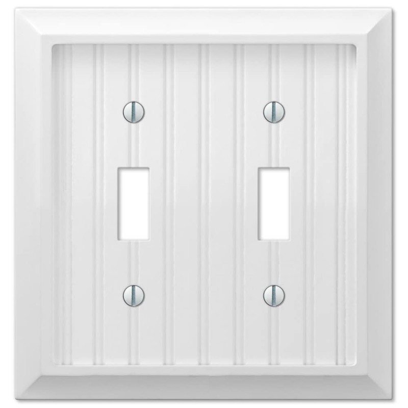 Amerelle 279TTW Cottage Wallplate, 2 Toggle, Composite Wood, White, 1-Pack