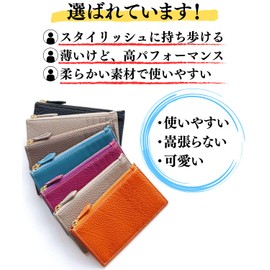 Motayu18 Card Case, Thin, Fragment Case, Women's, Gusset, Slim, Card Slot, Wallet, Cowhide Leather, Coin Purse, Mini Wallet, Smart Wallet, blue (sky blue)