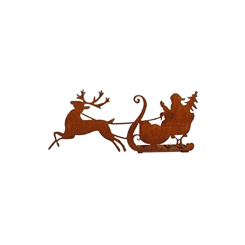 Bornhöft Santa Claus on Sleigh Rust Garden Decoration Patina for