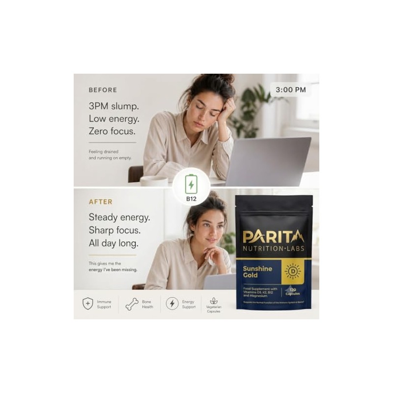 PARITA Sunshine Gold 4-in-1 Vitamin D3 4000 IU with K2