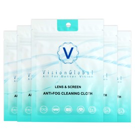 VisionGlobal anti-fog cloth, clean screen monitors&camera lenses (5 packs, individually packaging)