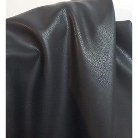 Black Faux PU {Peta Approved Vegan} Leather by The Yard Synthetic Pleather 0.7 mm Nappa Yards Garment Weight Smooth Vinyl Upholstery (Black Stretch Lightweight, 2 Yards (72"x54"))