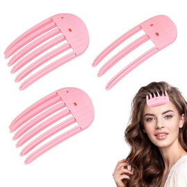 3Pcs Volumizing Hair Clips, Hair Volume Clips for Fluffy Bangs, Wind Shaping Styling Comb, No-Trace High Crown Volume Clips for Natural Voluminous Look, Quick Hair Styling Tools (2Pcs 6-Tooth+1Pcs 3-Tooth; Pink)