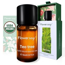 Organic Tea Tree Essential Oil 0.34Oz - USDA Certified Organic,100% Pure Natural MAX Undiluted Premium Therapeutic Grade Essential Oils for Diffuser/Skin Care/Massage/Hair/DIY