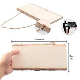 Geytetqi 15 Pack 10 x 4.8 Inch Medium Wood Country Planks with Live Edge Bark, Unfinished Live Edge Wood Slab for Crafts and Home Décor, Rustic Weddings