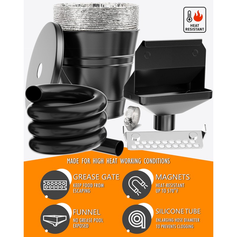 Rear Grease Drainage System for Blackstone Grease Catcher, Upgraded Grease