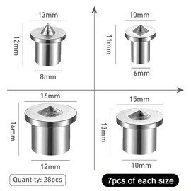 Pack of 28 Dowel Hole Markers, Wooden Dowel Centring Tips Set 6/8/10/12 mm, Wooden Dowel Centring Tips, Centring Tip for Mounting Cabinets, Cabinets, Tables, Silver, Empty