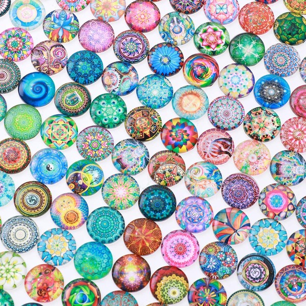 HEALIFTY 200pcs Mosaic Tiles Round Mosaic Glass Pieces Supplies for DIY Craft 14mm Mixed