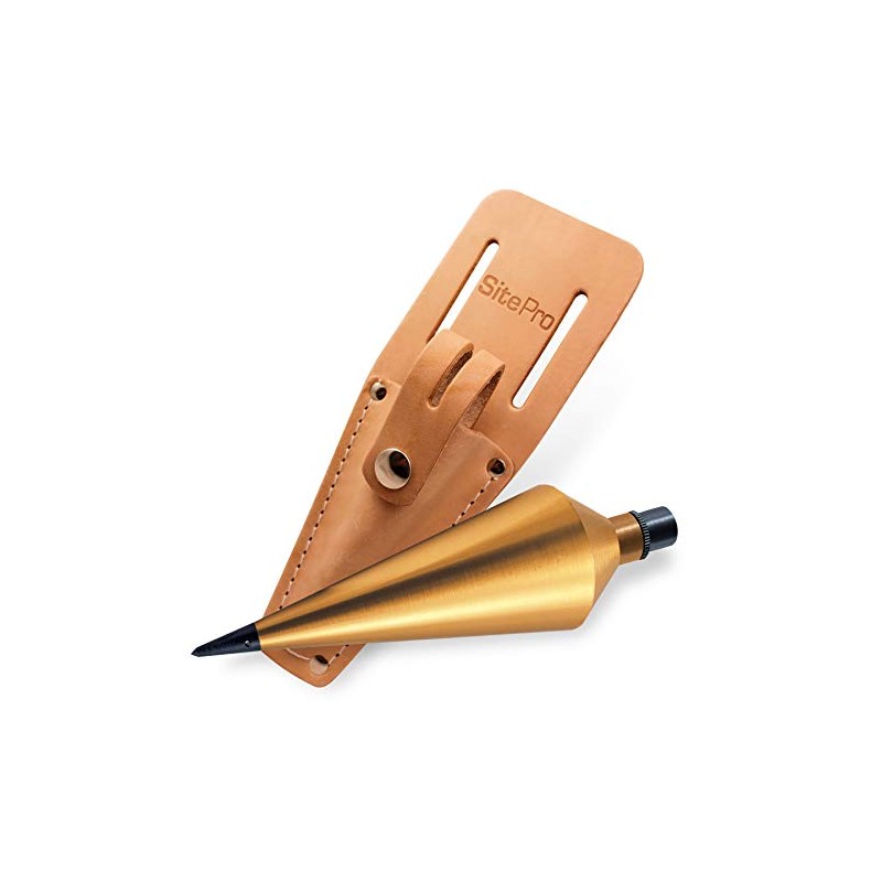 SitePro 24 oz Brass Plumb Bob with Leather Sheath,15-024S